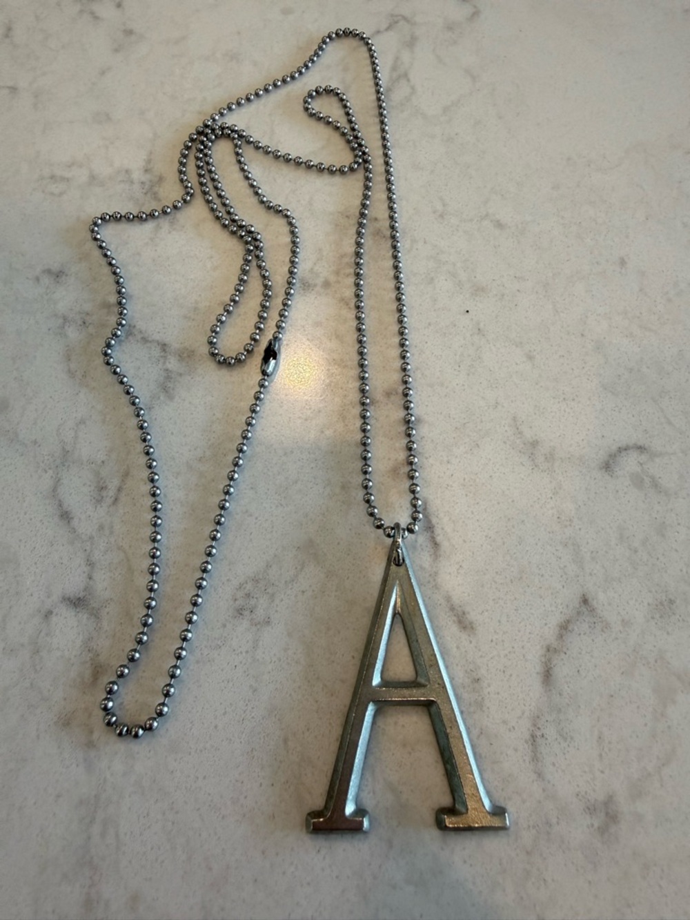 thirty-one Silver Letter A Pendant Necklace